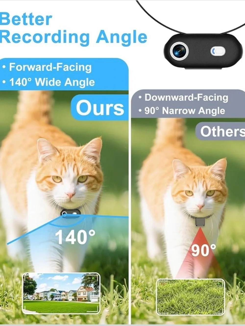 NEW - Cat Camera Collar with Phone APP, 1080P HD Video Recording, XS/M-Size Pet